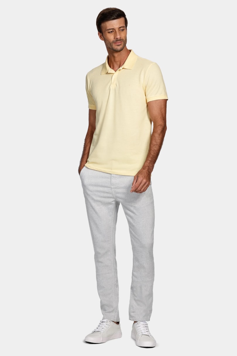 Polo Piquet Moline Pastel Amarelo Dente Leão