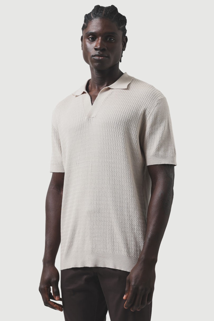 Polo Tricot Manga Curta Babycable Areia