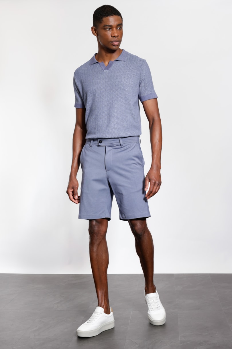 Polo Tricot Manga Curta Explorer Fishbone Azul Indigo