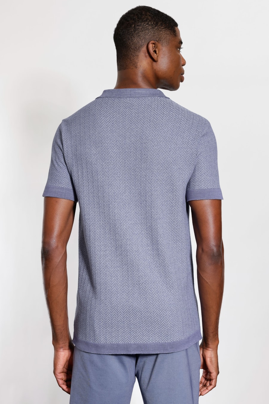 Polo Tricot Manga Curta Explorer Fishbone Azul Indigo — foto 4 de 5
