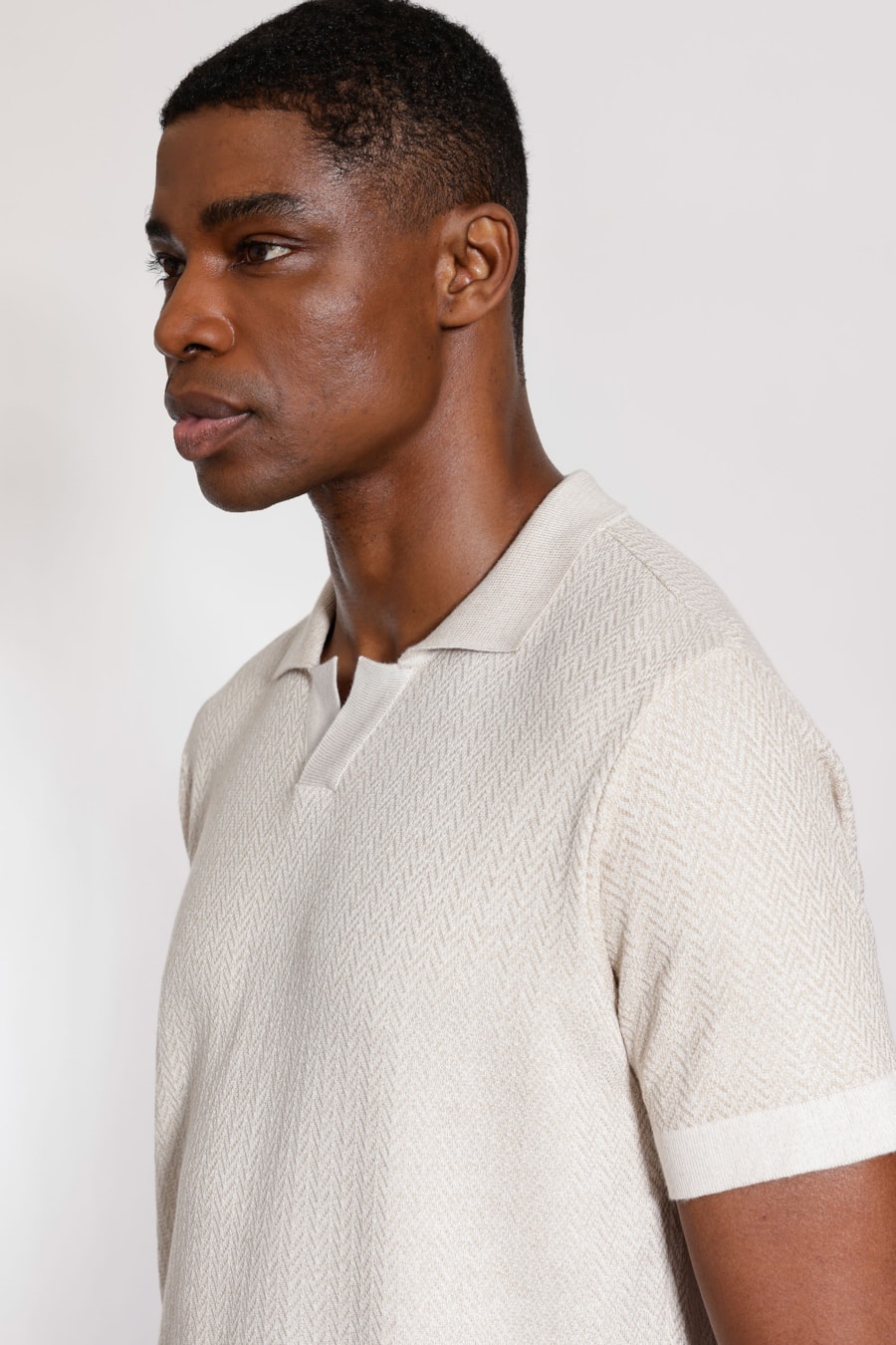 Polo Tricot Manga Curta Explorer Fishbone Off White — foto 3 de 5