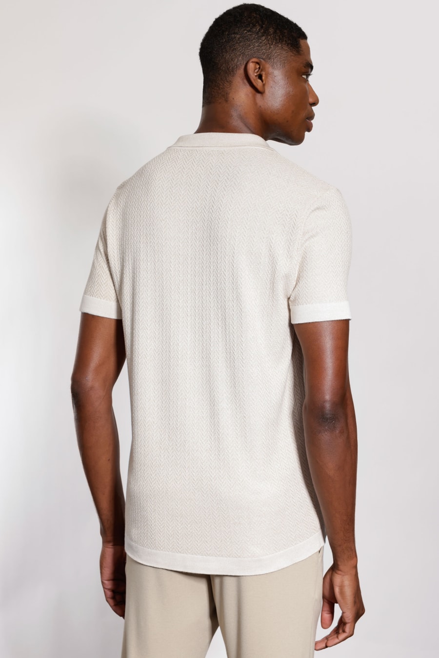 Polo Tricot Manga Curta Explorer Fishbone Off White — foto 4 de 5
