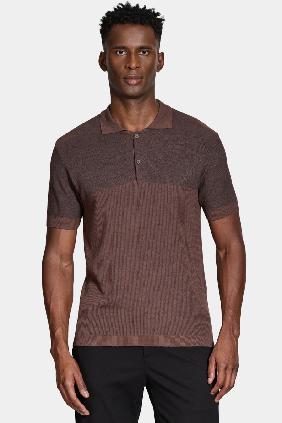Polo Tricot Mix Jacquard Cafe — foto 1 de 5