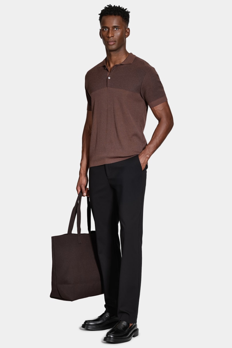 Polo Tricot Mix Jacquard Cafe