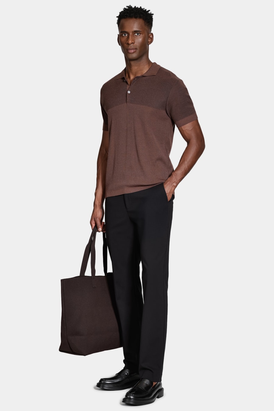 Polo Tricot Mix Jacquard Cafe — foto 2 de 5