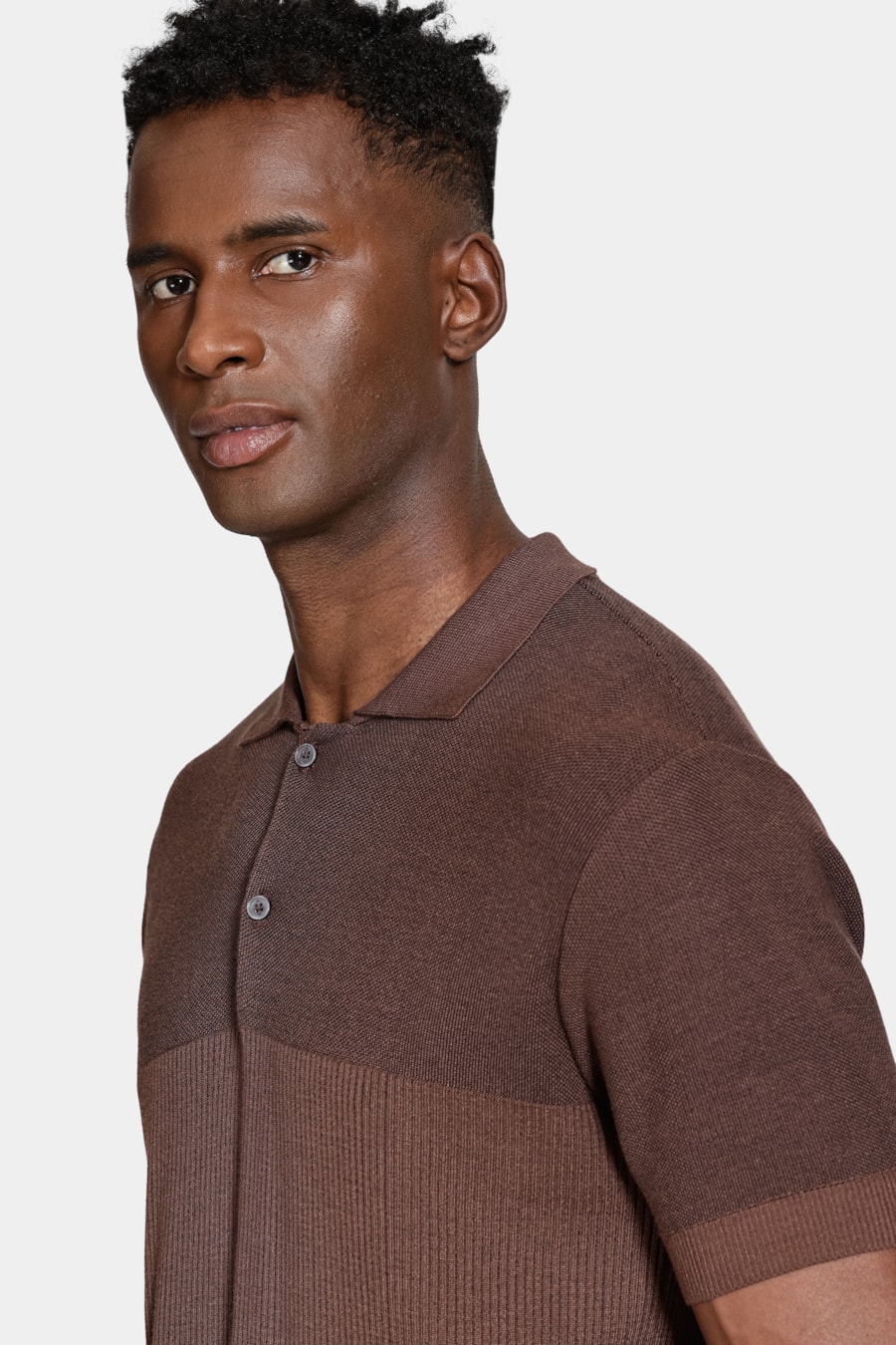 Polo Tricot Mix Jacquard Cafe — foto 3 de 5