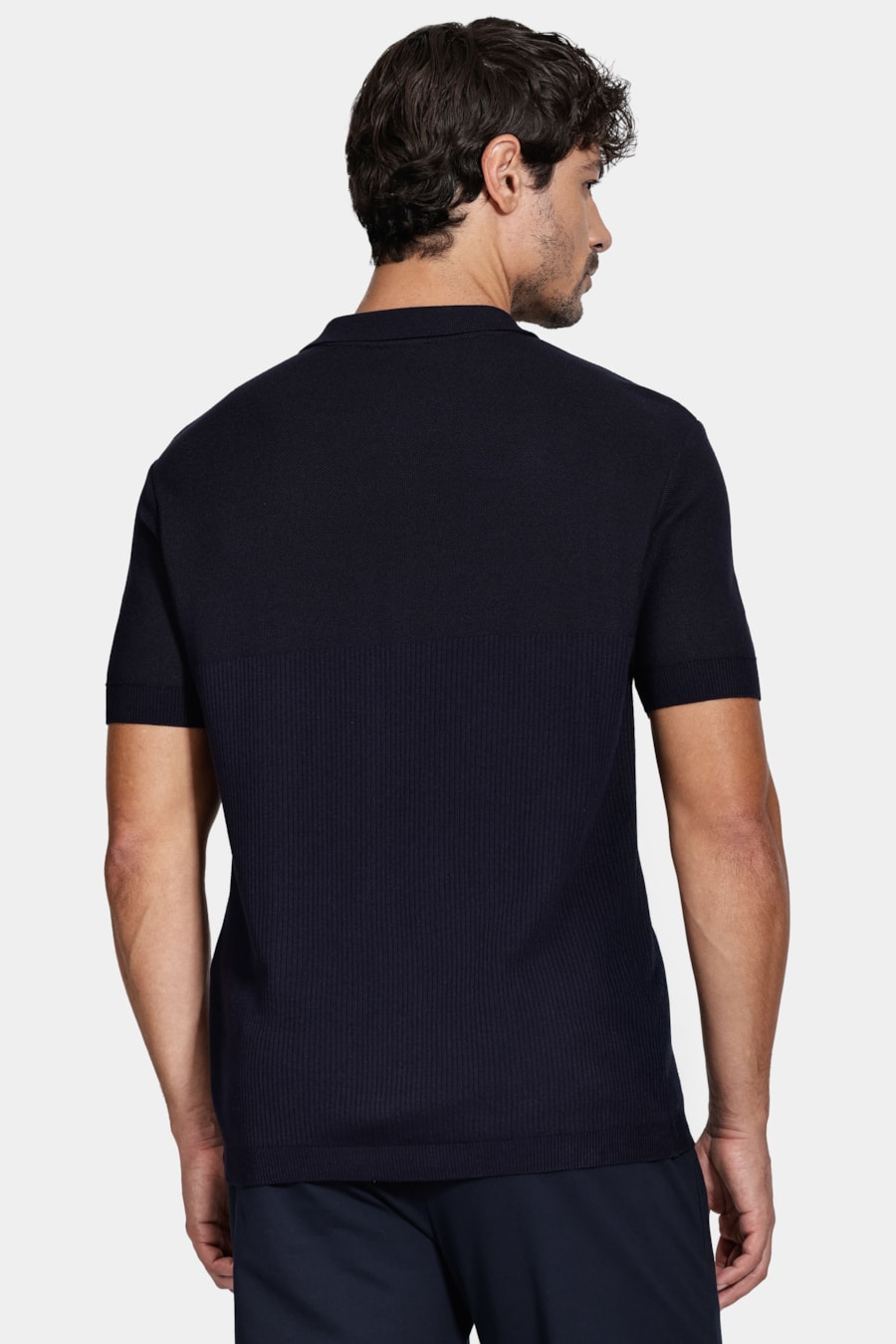 Polo Tricot Mix Jacquard Marinho — foto 4 de 5