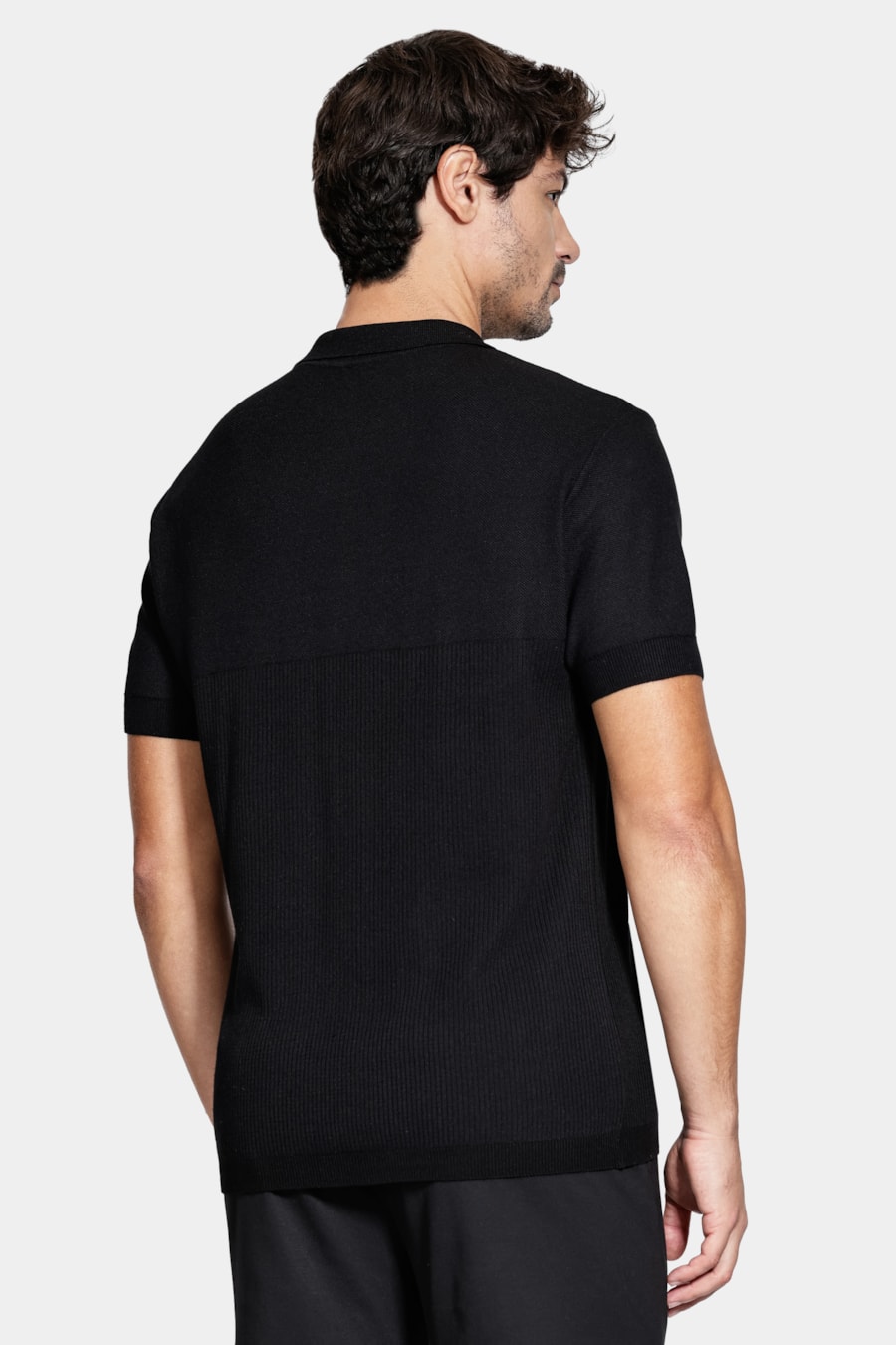 Polo Tricot Mix Jacquard Preto — foto 4 de 5
