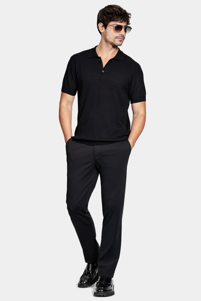 Polo Tricot Mix Jacquard Preto