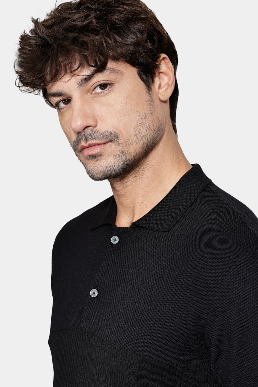 Polo Tricot Mix Jacquard Preto — foto 3 de 5