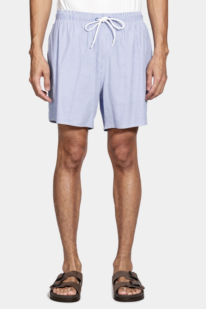 Short Elástico Stripe Navy Marinho