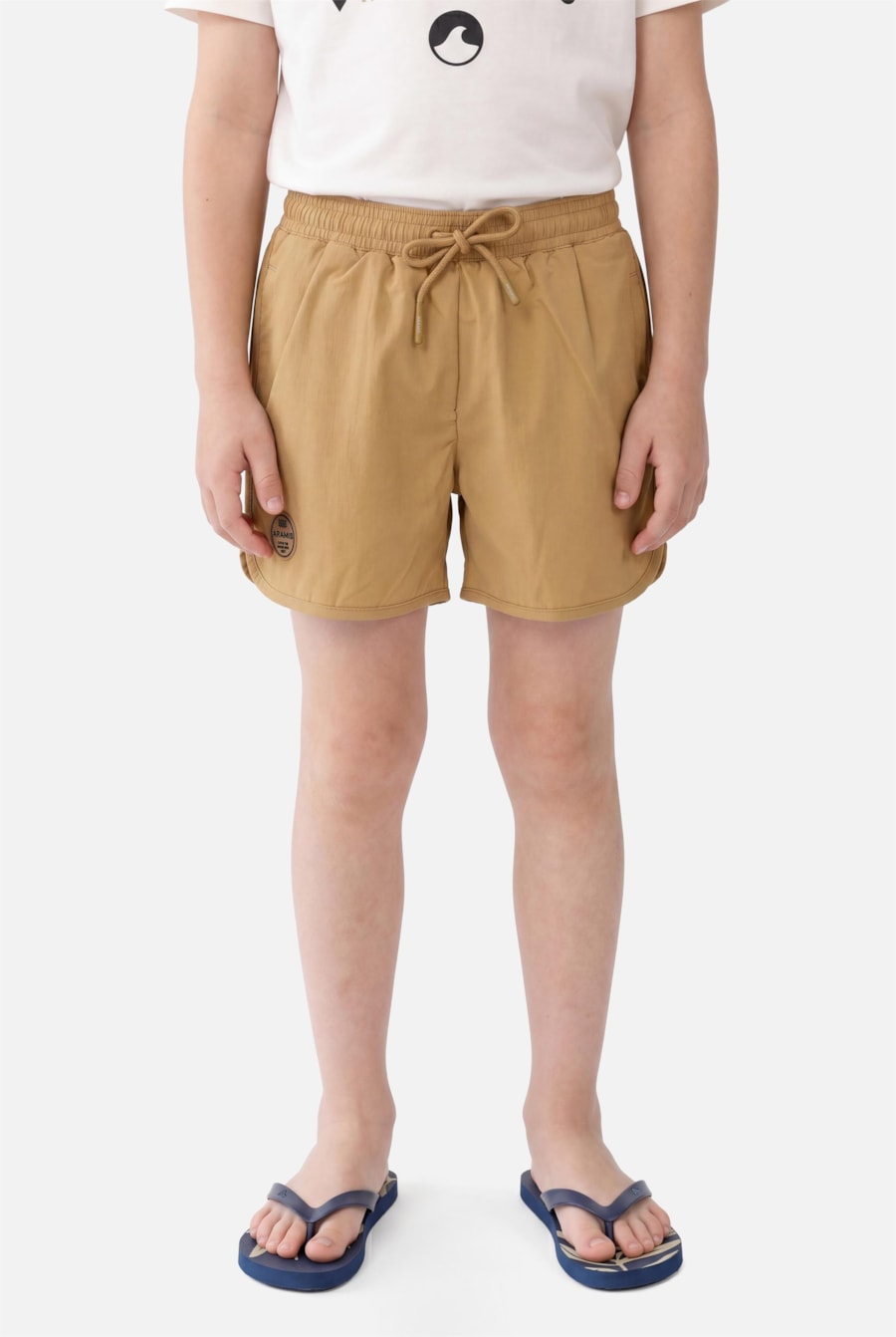 Short Infantil Liso Com Abertura Lateral Camelo — foto 1 de 3