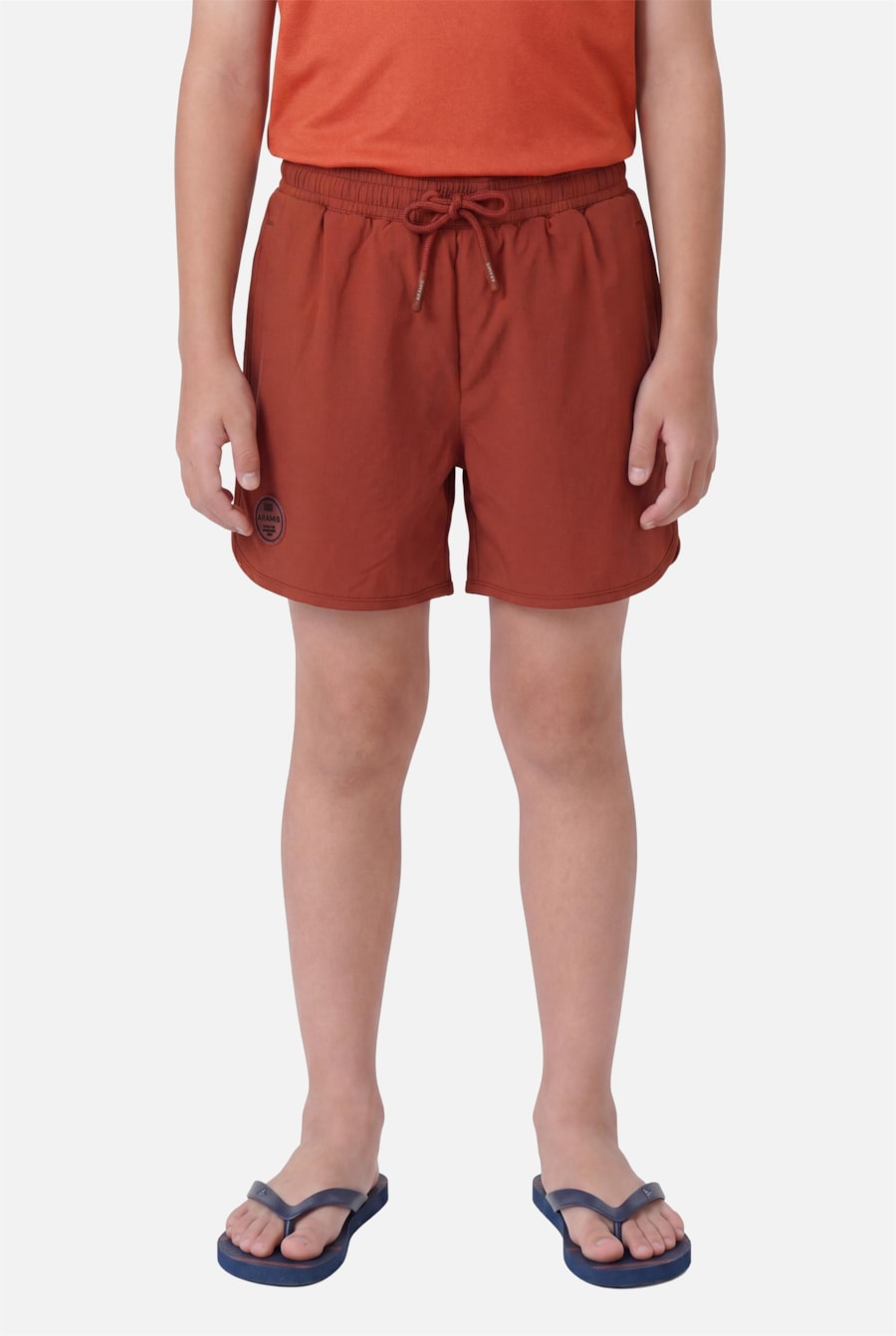 Short Infantil Liso Com Abertura Lateral Telha — foto 1 de 3