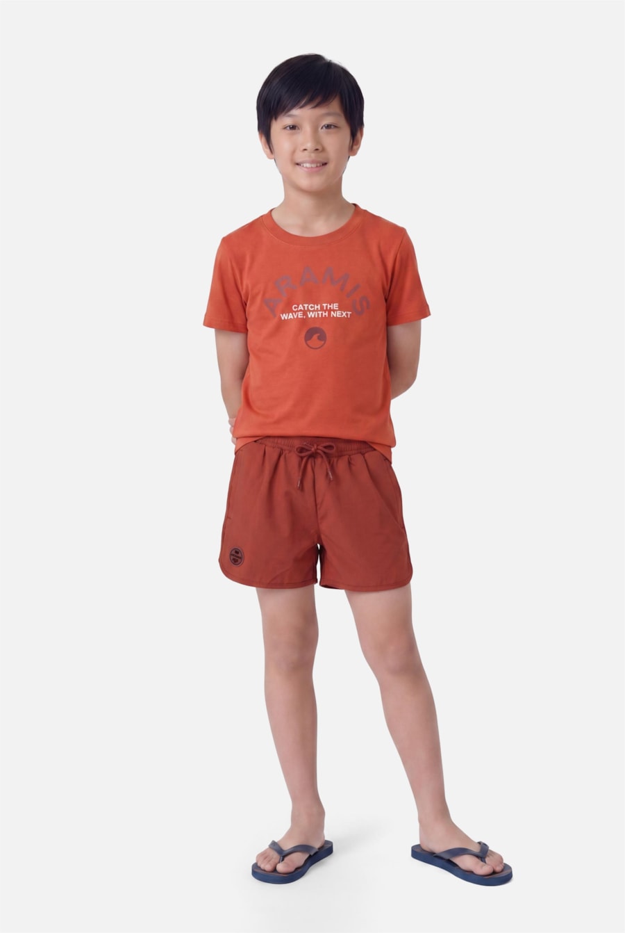 Short Infantil Liso Com Abertura Lateral Telha — foto 2 de 3