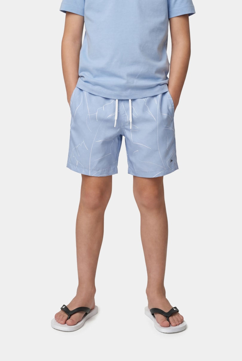 Short Praia Infantil Floral Elástico Azul Claro