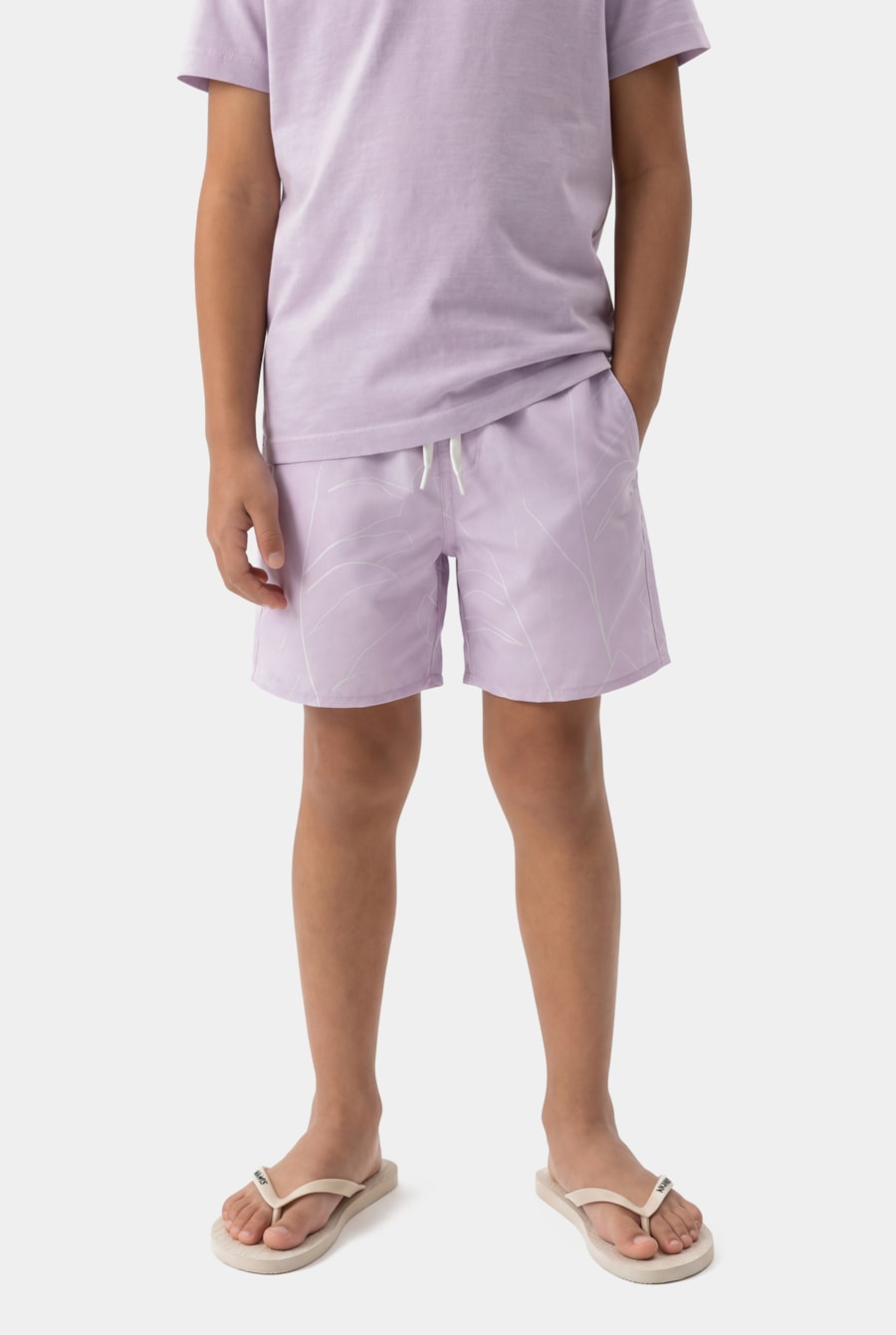 Short Praia Infantil Floral Elástico Lilas — foto 1 de 4