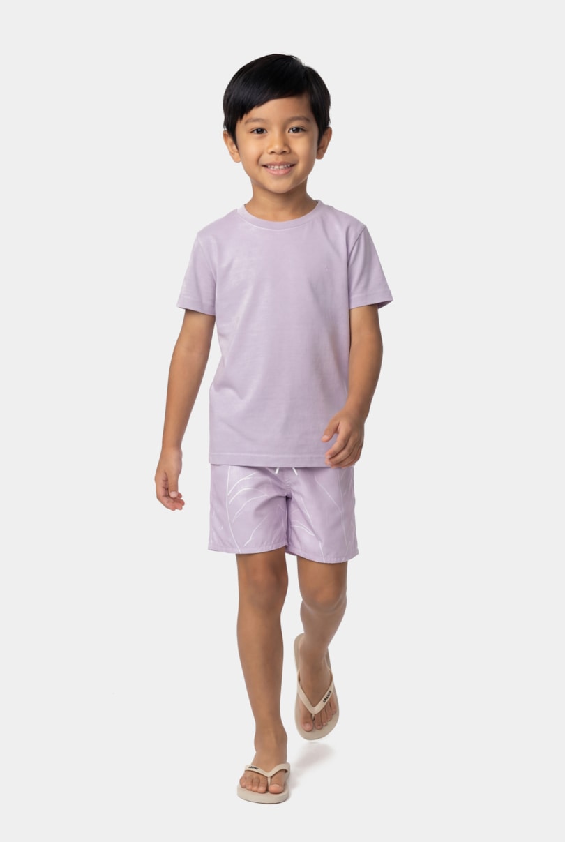 Short Praia Infantil Floral Elástico Lilas