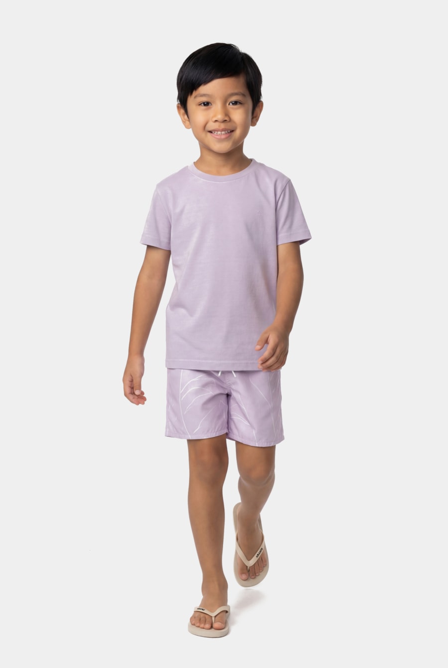 Short Praia Infantil Floral Elástico Lilas — foto 2 de 4