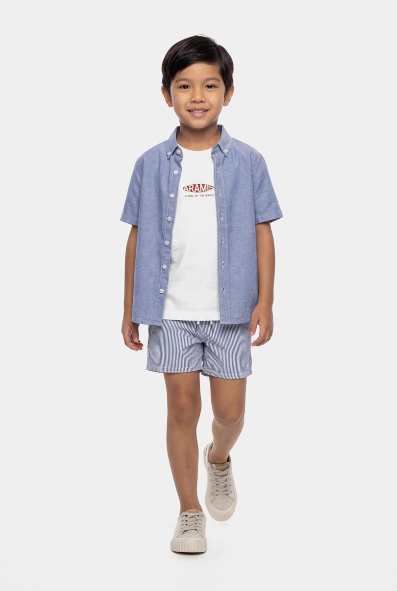 Short Praia Infantil Listrado Navy Marinho