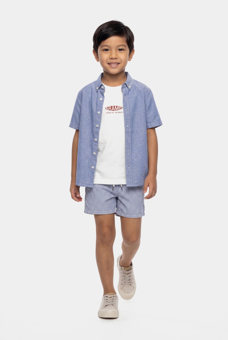 Short Praia Infantil Listrado Navy Marinho — foto 2 de 7