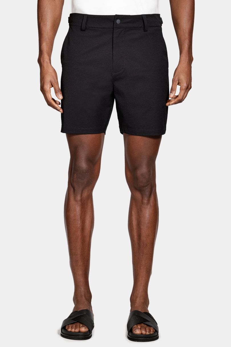 Short Tecnológico Com Fivela Textura Preto