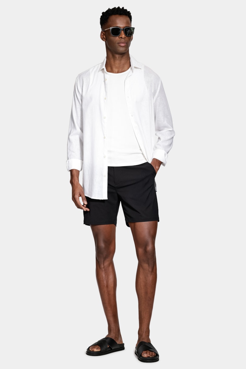 Short Tecnológico Com Fivela Textura Preto