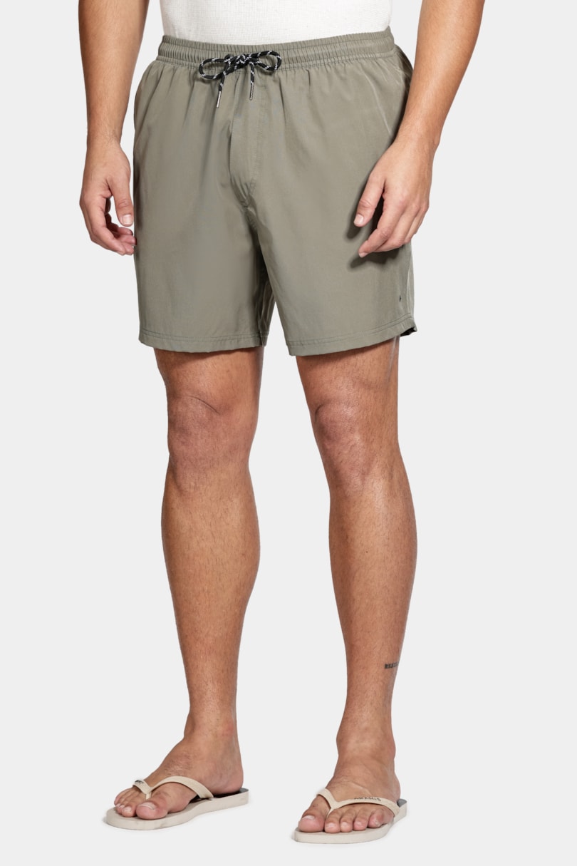 Shorts D' Água Liso Verde Militar