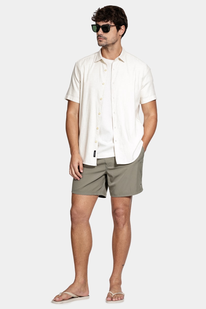 Shorts D' Água Liso Verde Militar