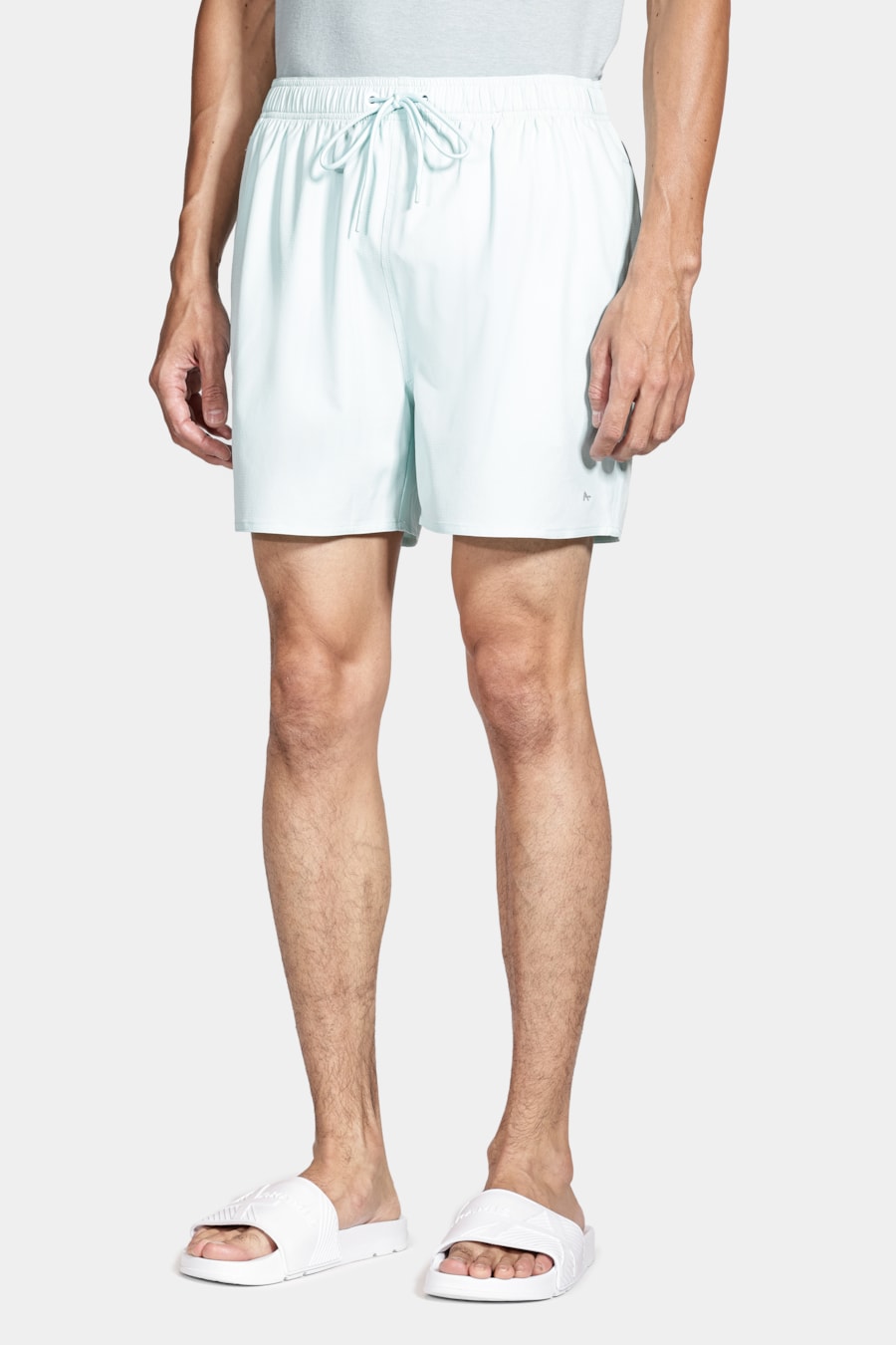 Shorts de Elástico Liso Maquinetado Azul Claro — foto 1 de 8