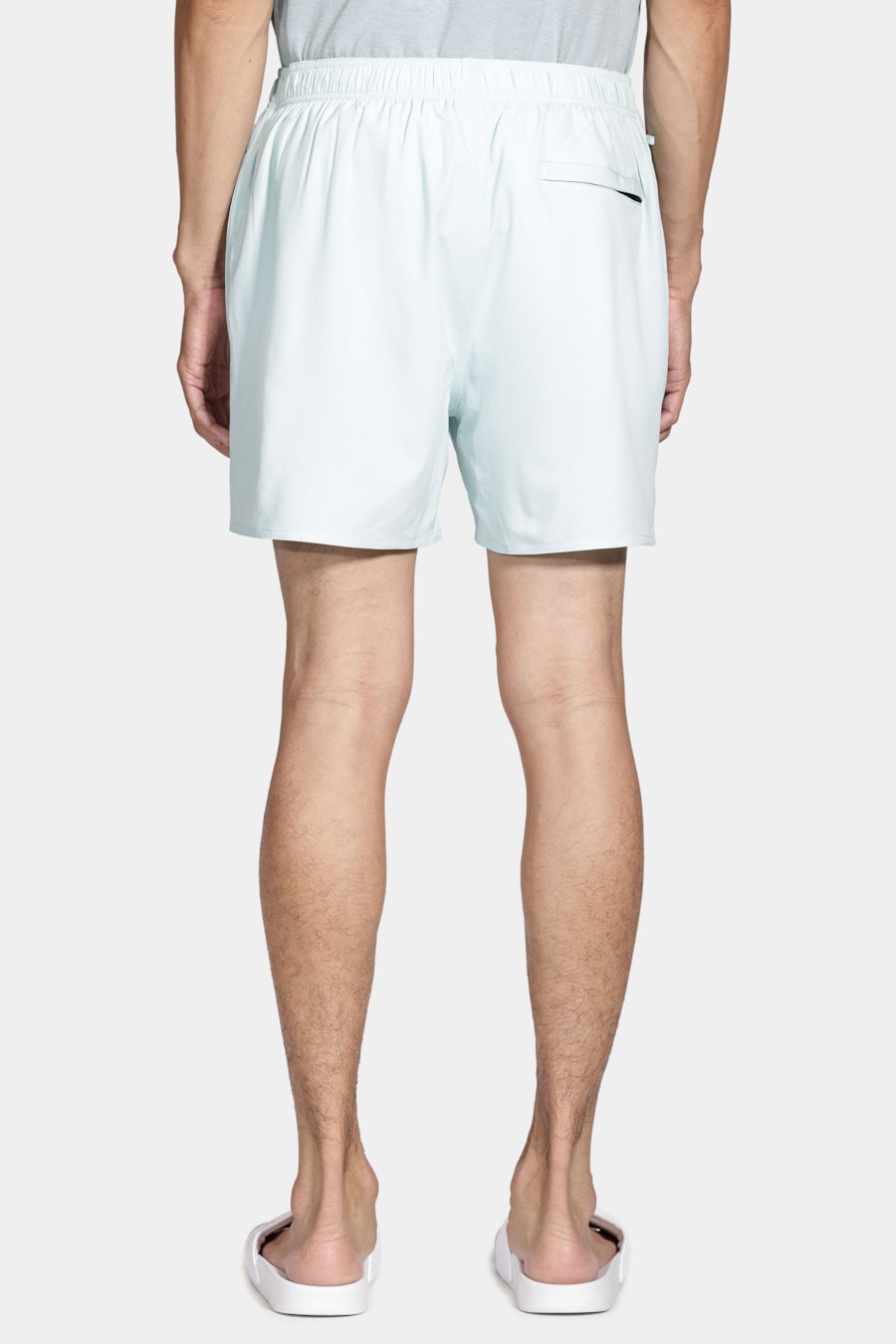 Shorts de Elástico Liso Maquinetado Azul Claro — foto 5 de 8