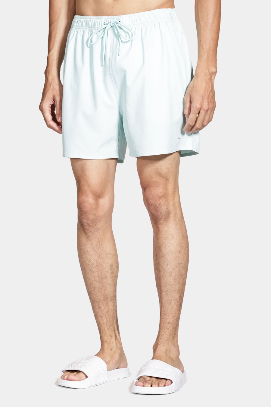 Shorts de Elástico Liso Maquinetado Azul Claro — foto 6 de 8