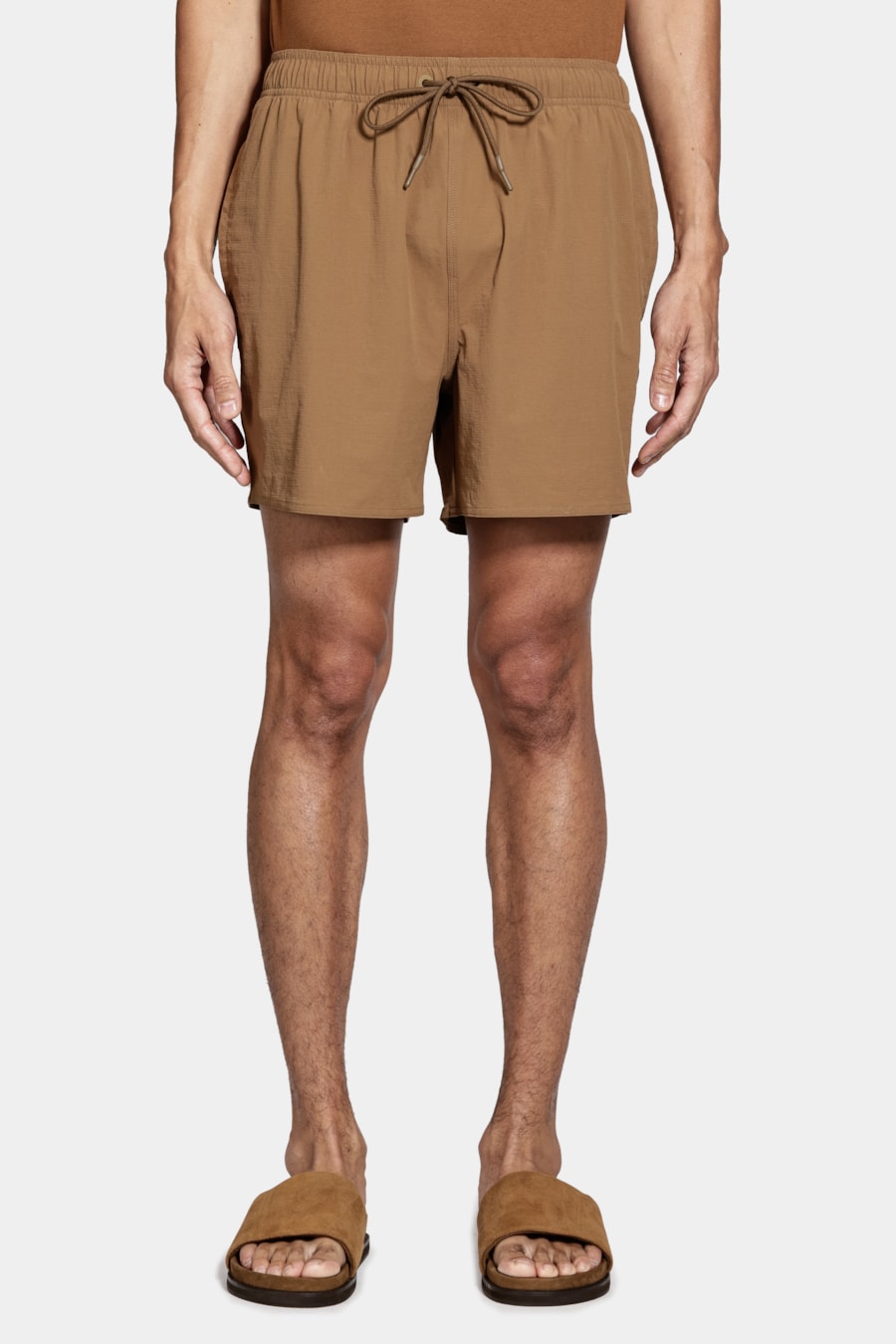 Shorts de Elástico Liso Maquinetado Cáqui — foto 1 de 8