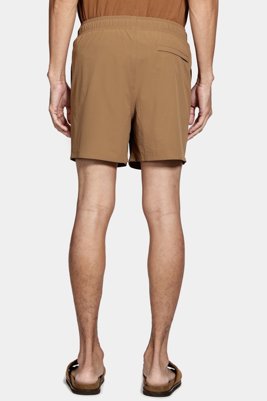Shorts de Elástico Liso Maquinetado Cáqui — foto 5 de 8
