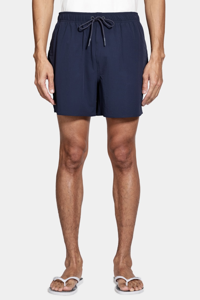 Shorts de Elástico Liso Maquinetado Marinho