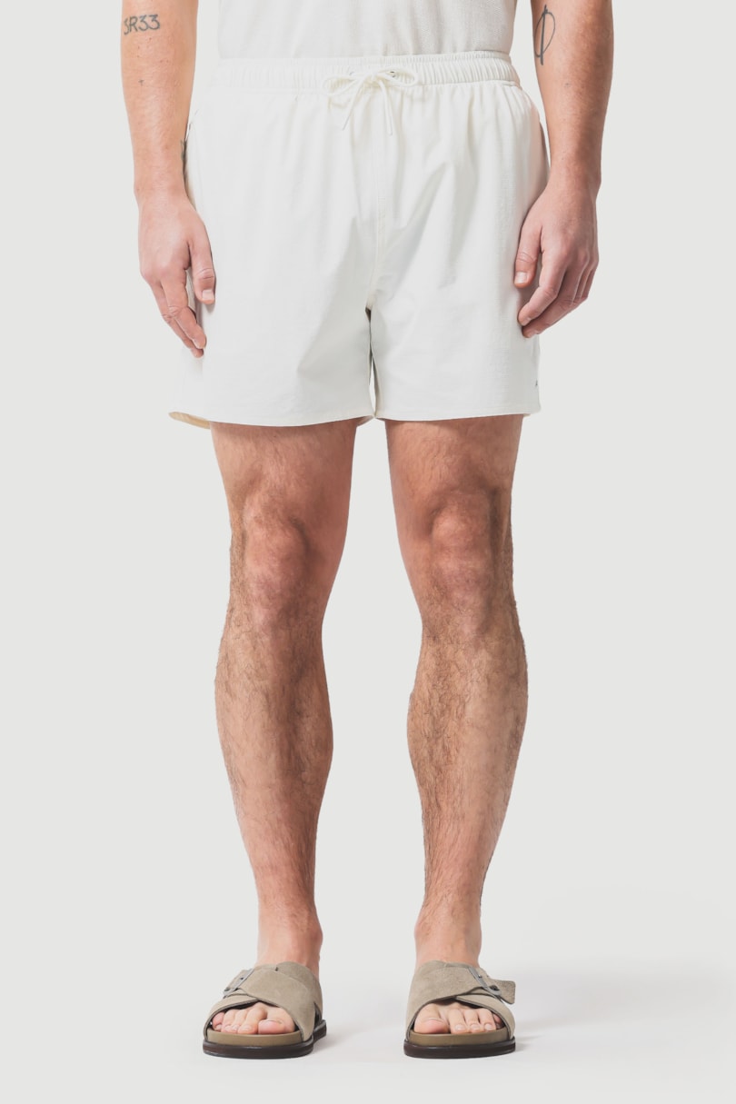 Shorts de Elástico Liso Maquinetado Off White