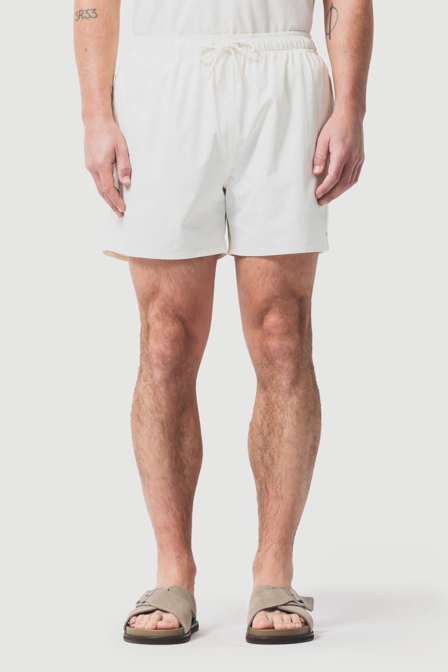 Shorts de Elástico Liso Maquinetado Off White — foto 1 de 9