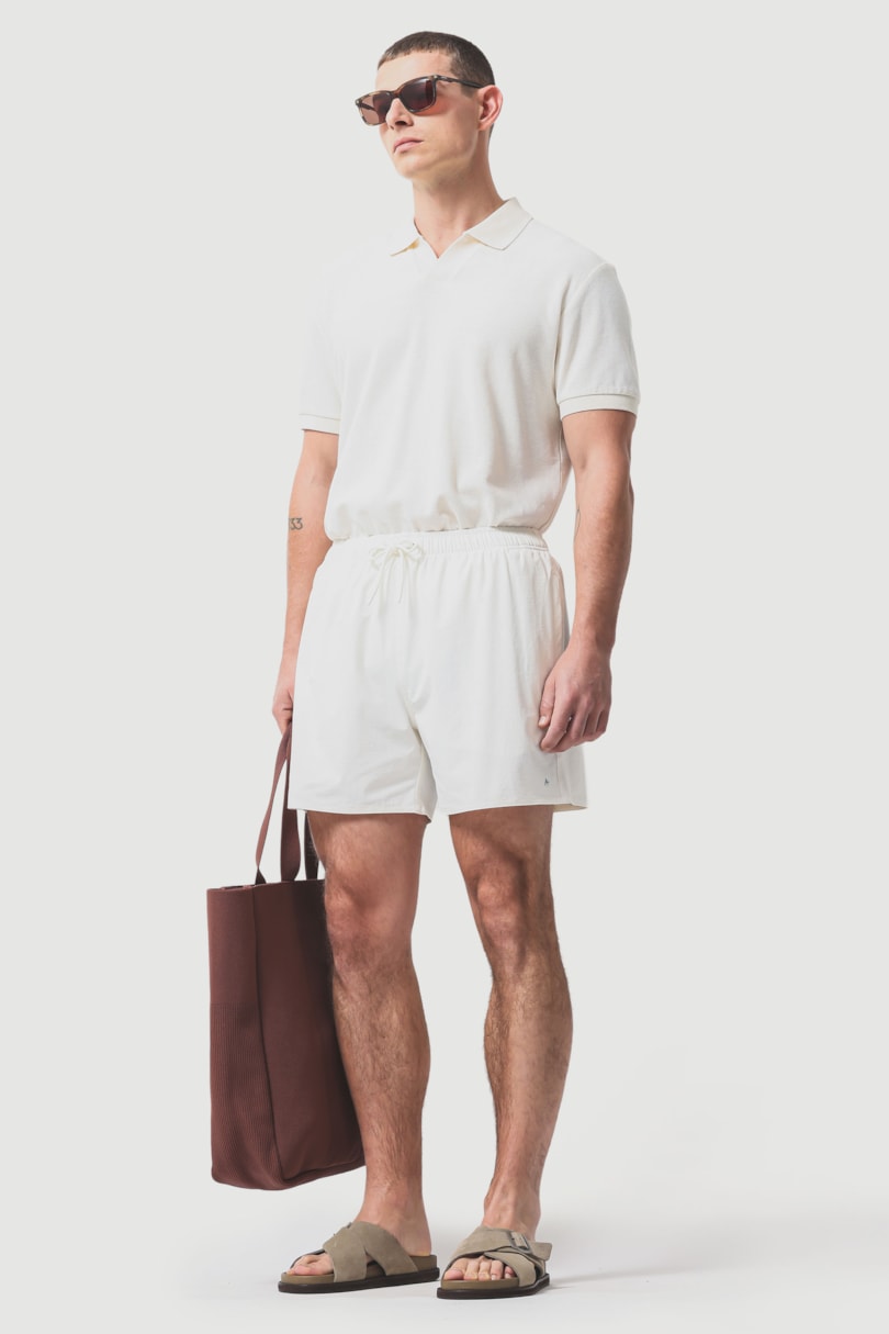 Shorts de Elástico Liso Maquinetado Off White
