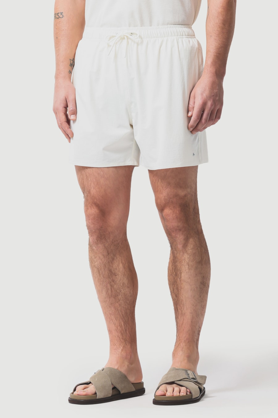 Shorts de Elástico Liso Maquinetado Off White — foto 3 de 9
