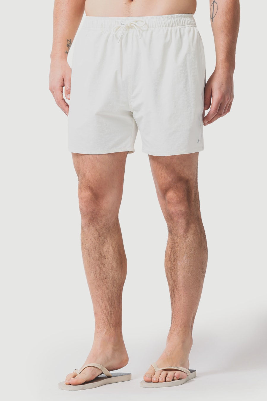 Shorts de Elástico Liso Maquinetado Off White — foto 8 de 9