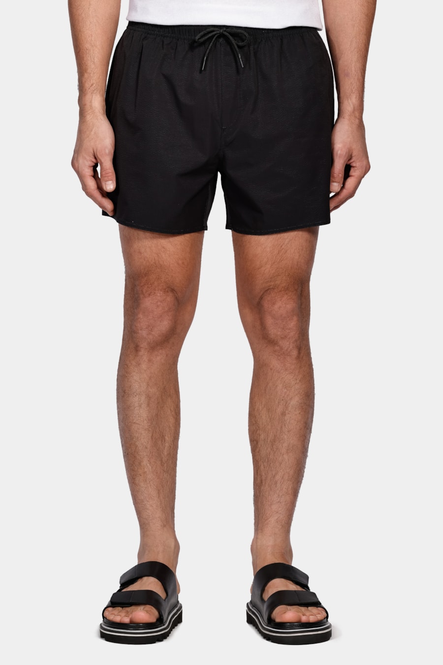 Shorts de Elástico Liso Maquinetado Preto — foto 1 de 10