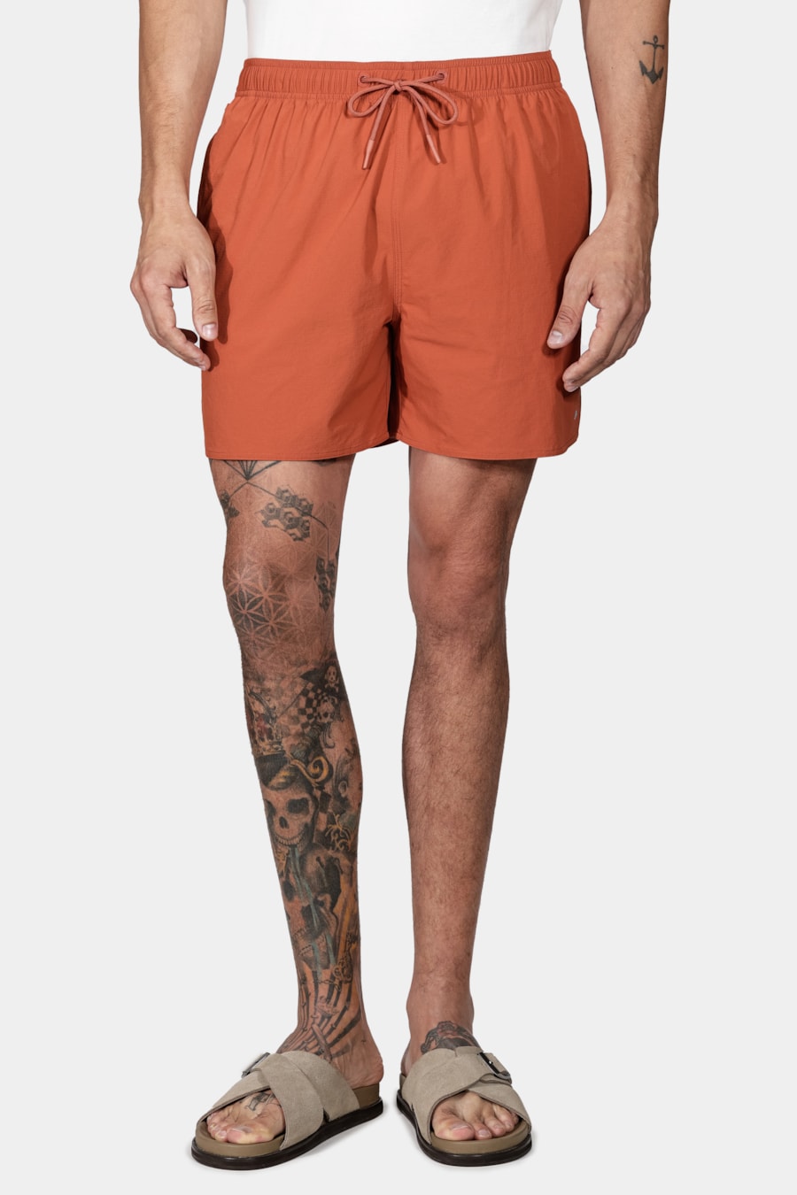 Shorts de Elástico Liso Maquinetado Telha — foto 1 de 8