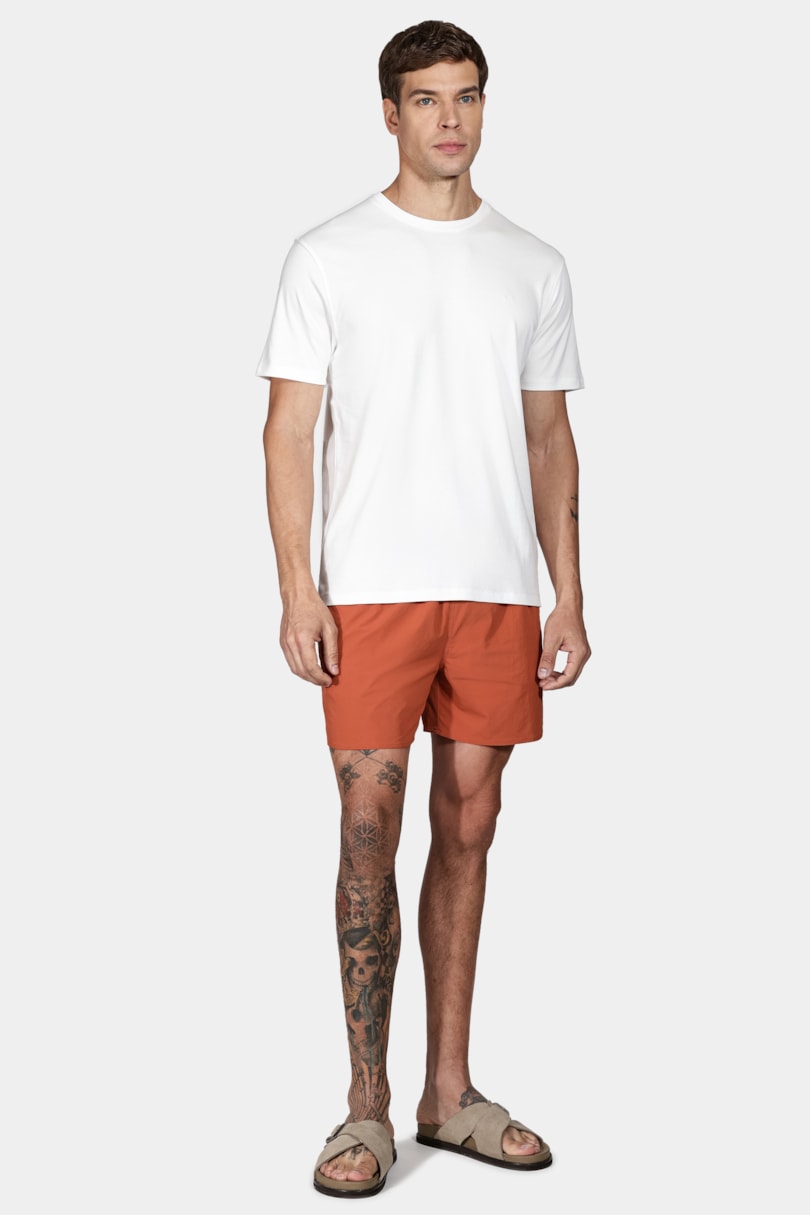 Shorts de Elástico Liso Maquinetado Telha