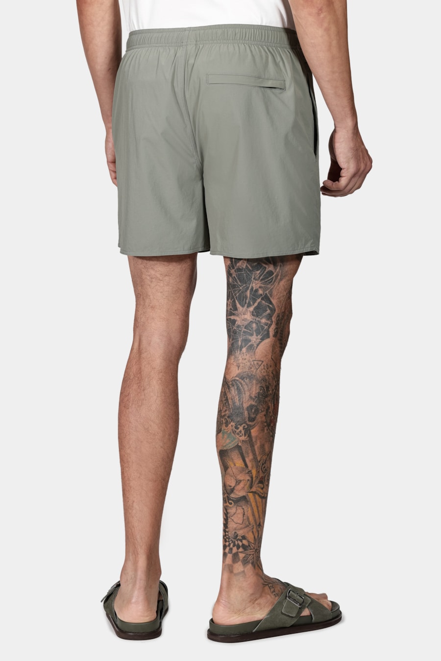 Shorts de Elástico Liso Maquinetado Verde Militar — foto 5 de 8
