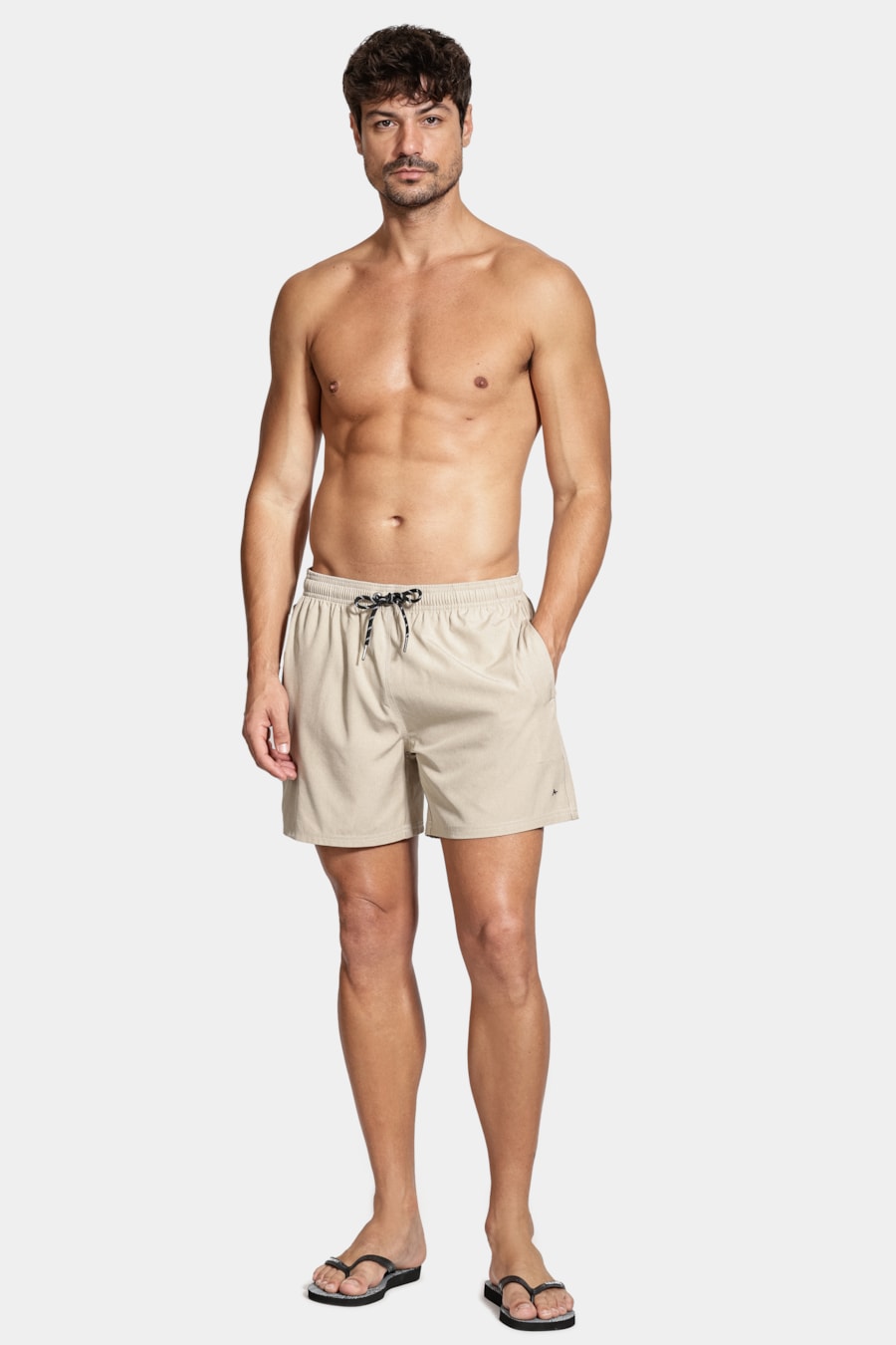 Shorts de Elástico Mescla Color Areia — foto 8 de 10