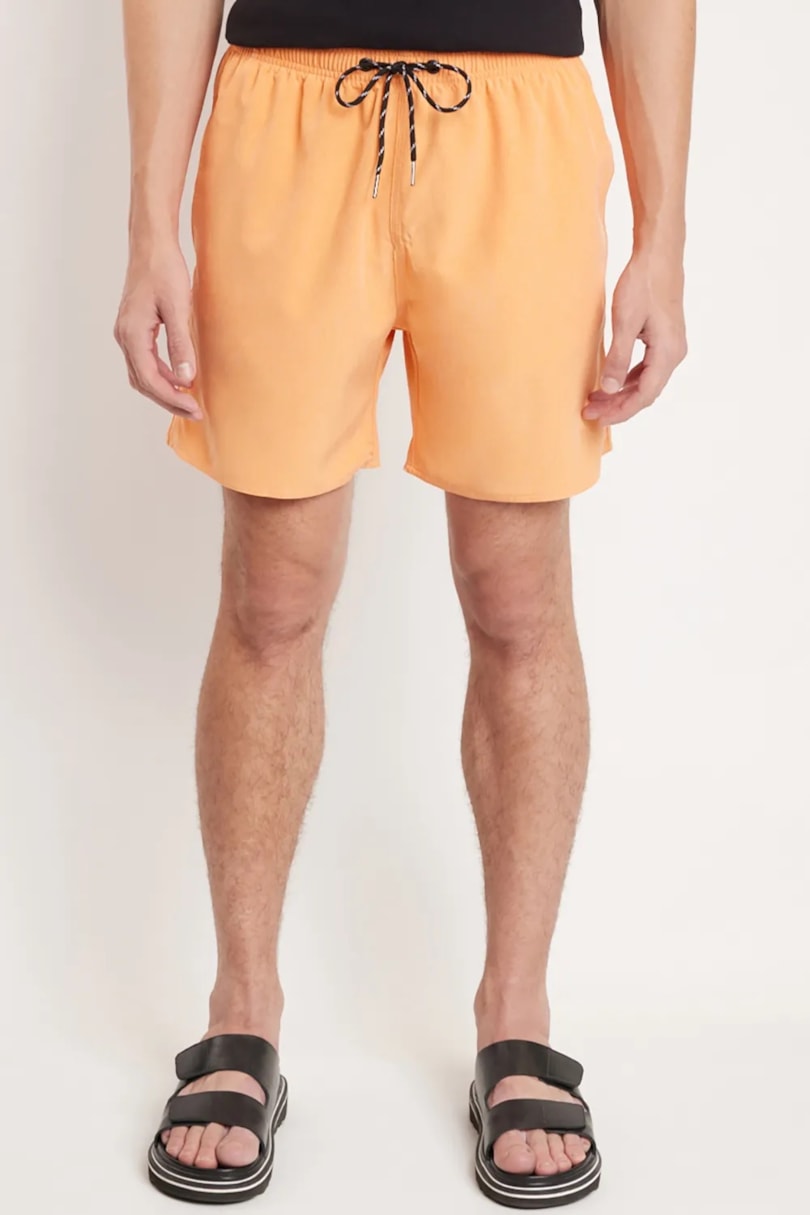 Shorts de Elástico Mescla Color Laranja