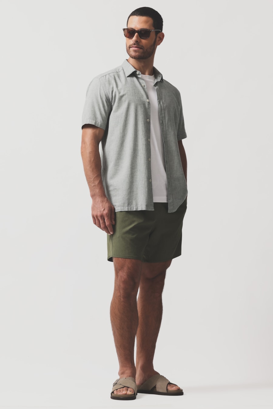 Shorts de Elástico Mescla Color Verde Militar — foto 2 de 7