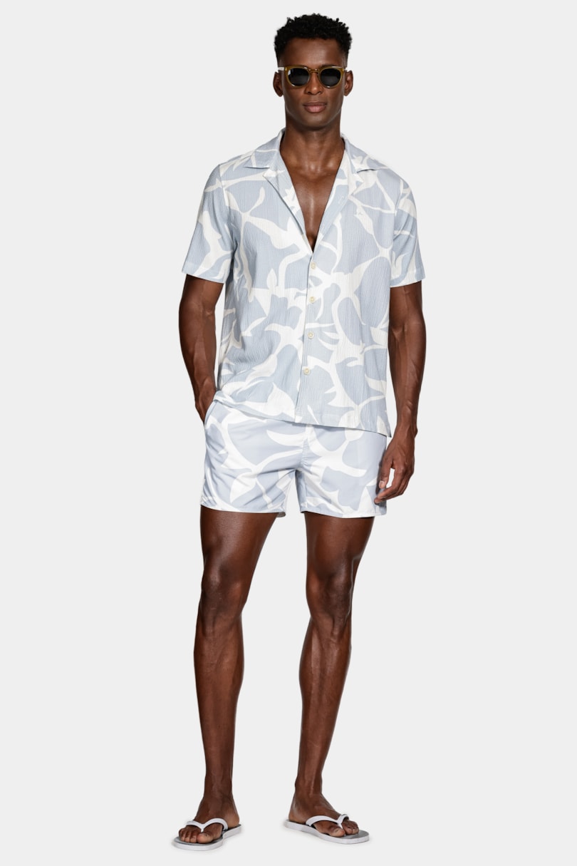 Shorts de Elastico Rib Stop Estampado Azul Claro