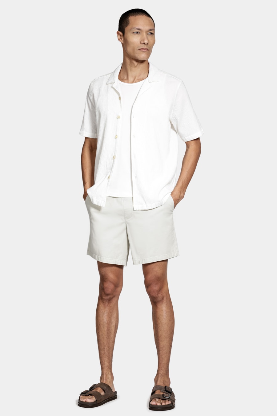 Shorts Elástico Color Sarjado Areia — foto 2 de 6