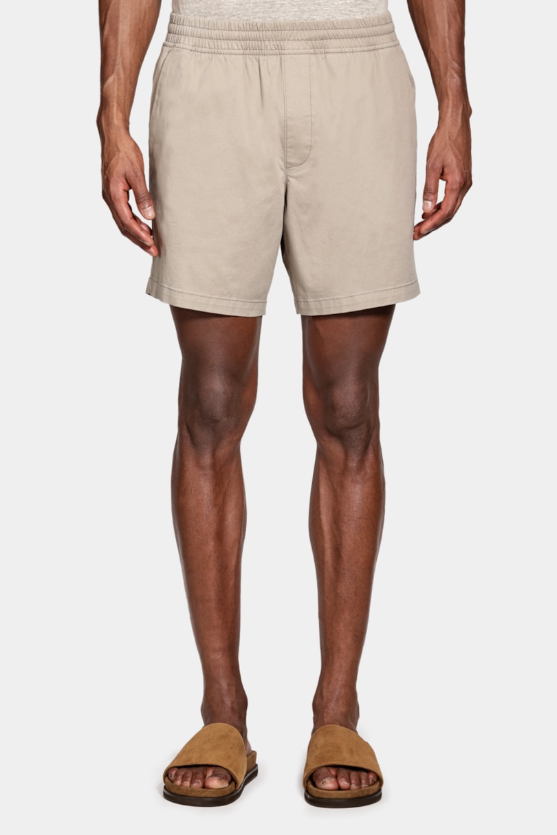 Shorts Elástico Color Sarjado Cáqui
