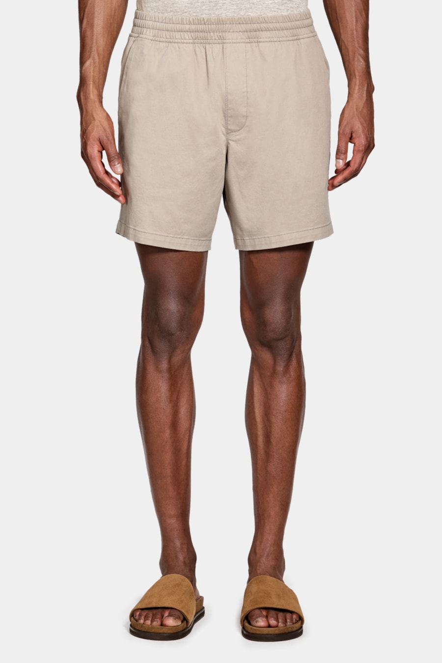Shorts Elástico Color Sarjado Cáqui — foto 1 de 7